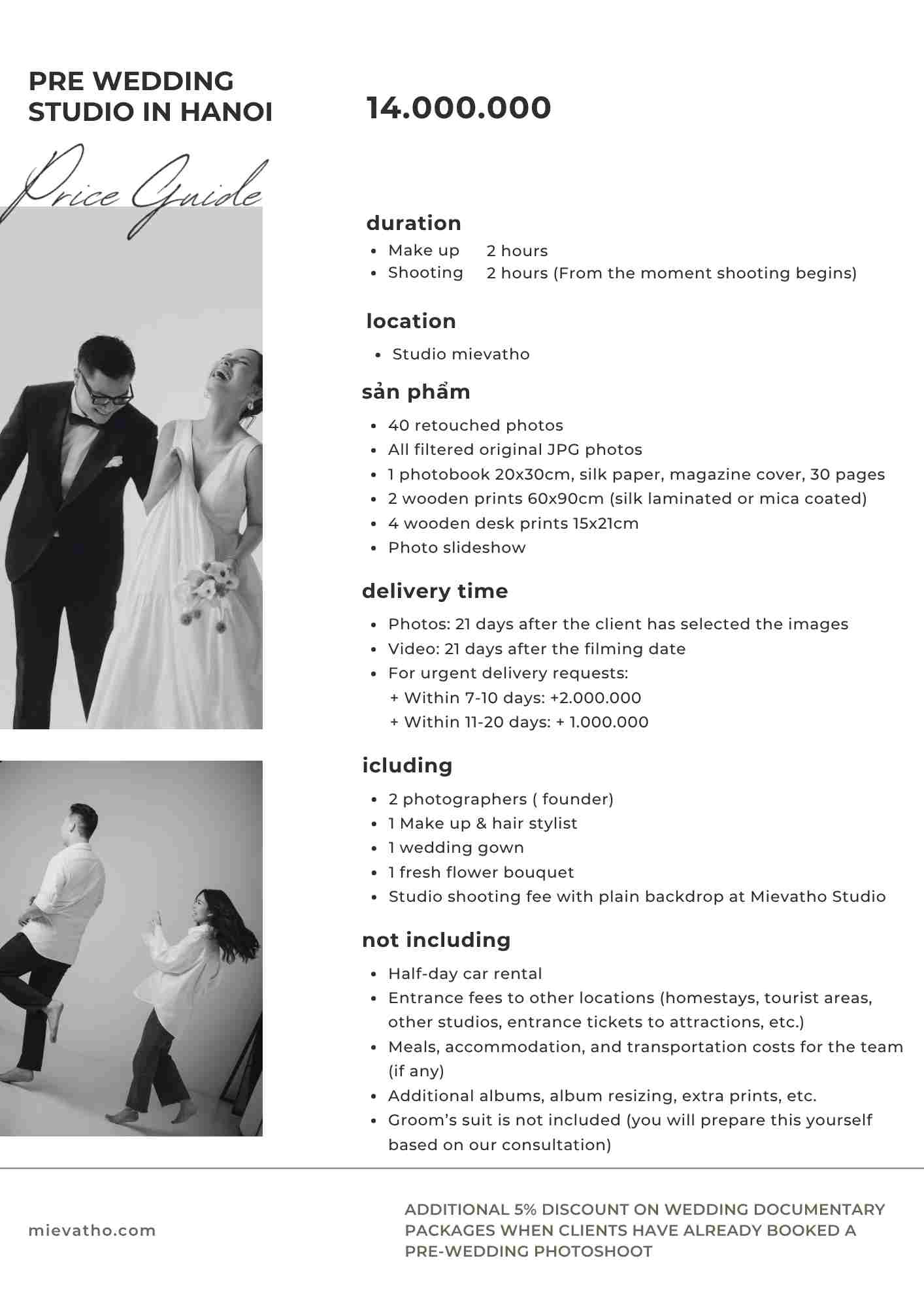 mievatho studio package quotation