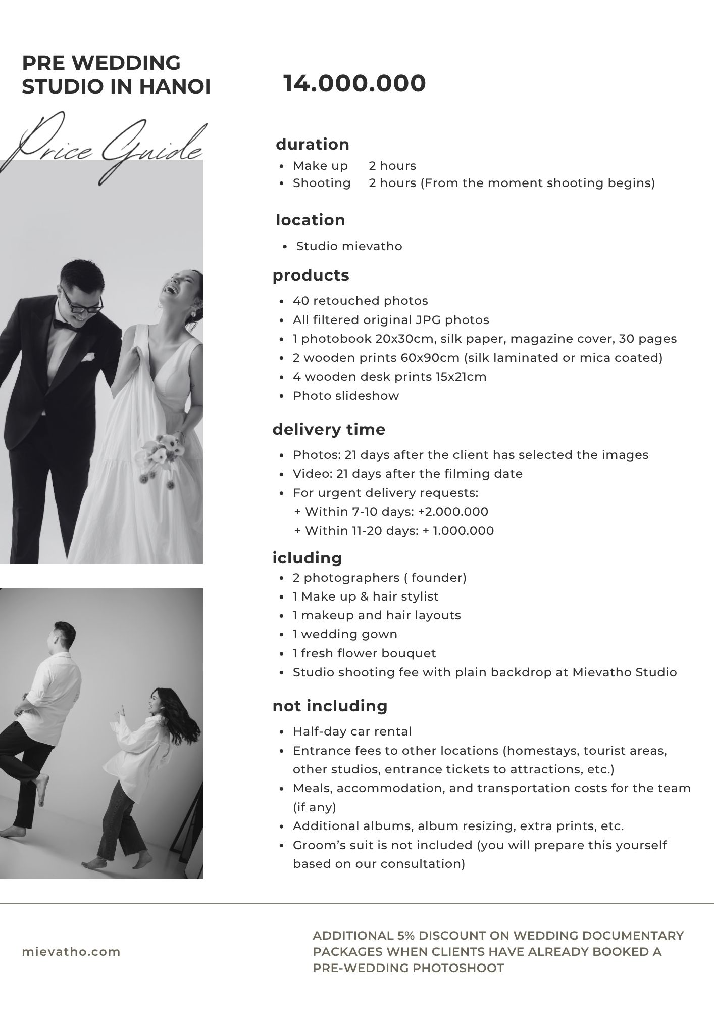 mievatho studio package quotation